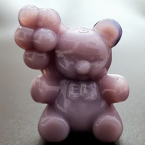 Vntg Boyd "Patrick the Bear" Opaque Amythest Purple Lavender Slag Glass